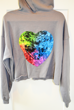 Load image into Gallery viewer, Embroidered Evil Eye Super Soft Hoodie + Crystal Multi-Color Heart
