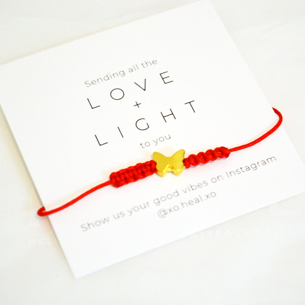 Gold Butterfly Red String Bracelet